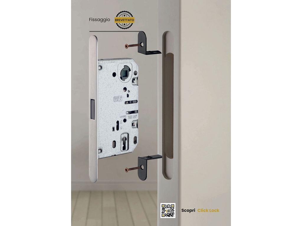 Serratura Patent Mediana Click Lock 2600 Magnetica Bordo Tondo Frontale 18x196 Q8 Chiave Interasse 90 Entrata 50 mm. varie finiture | SAB - immagine 4